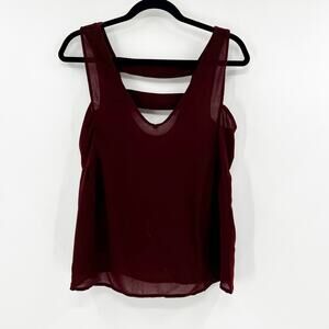 Zara Basic Women's Red Maroon Sleeveless V Neck Tank Blouse Top Size XS